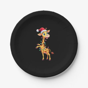 Giraffe Xmas Lighting Funny Santa Giraffe Christma Paper Plates