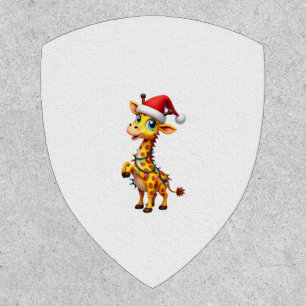 Giraffe Xmas Lighting Funny Santa Giraffe Christma Patch