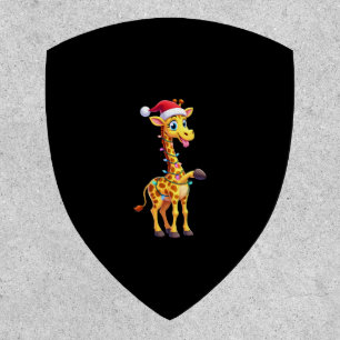 Giraffe Xmas Lighting Funny Santa Giraffe Christma Patch