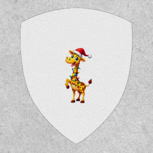 Giraffe Xmas Lighting Funny Santa Giraffe Christma Patch