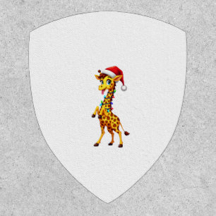 Giraffe Xmas Lighting Funny Santa Giraffe Christma Patch