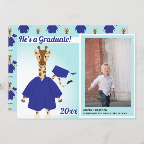 Giraffe Yellow Brown Graduation Photo Announcement