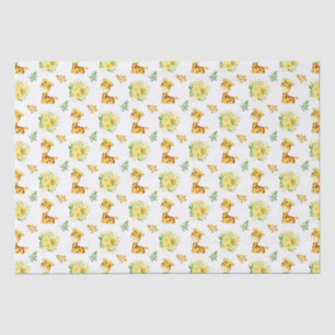 Giraffe Yellow Floral Flowers Tissue Paper