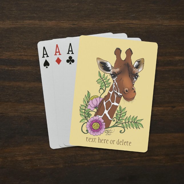 Giraffe Yellow Portrait Flowers  Poker Cards (Creator Uploaded)