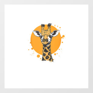 Giraffe Yellow Sun Abstract Animal Portrait Wall Decal