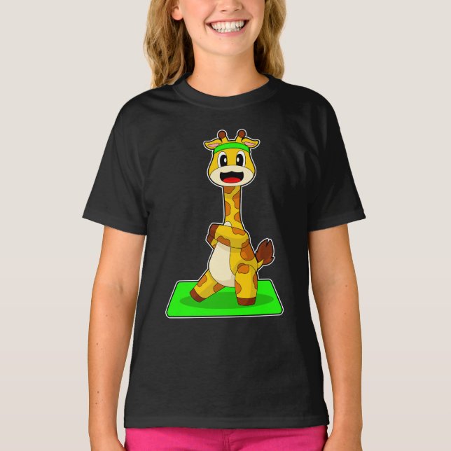 Giraffe Yoga Fitness Gymnastics T-Shirt (Front)