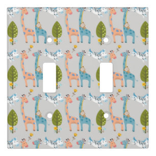Giraffe Zebra And Monkey Pattern Light Switch Cover