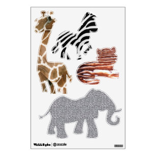 Giraffe Zebra Tiger Elephant Animals Wall Sticker