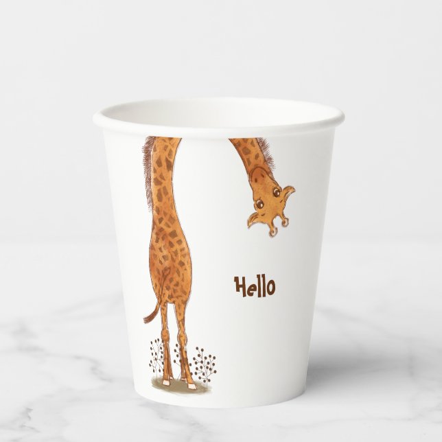 Giraffe, Zoo Animal Birthday Party Paper Cups (Front)