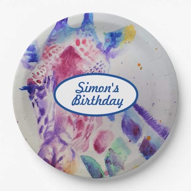 Giraffe Zoo Animal Boys Child Birthday Party Plate (Front)