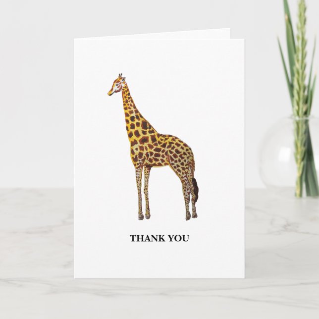 Giraffe Zoo Animal Thank You Cards (Front)