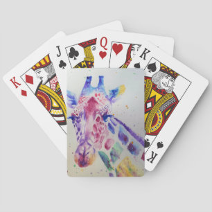 Giraffe Zoo Animal Watercolor Playing Cards Set