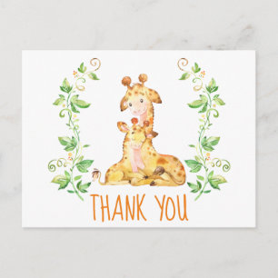 Giraffe Zoo Animals Baby Shower Thank You Note Postcard