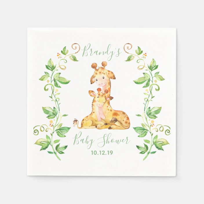 Giraffe Zoo Jungle Animals Baby Shower Napkins