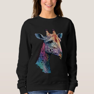 Giraffe Zoo Safari Trips Watercolor Nature Wildlif Sweatshirt