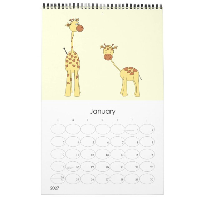 Giraffes 2014. Cute Cartoons. Calendar (Jan 2027)