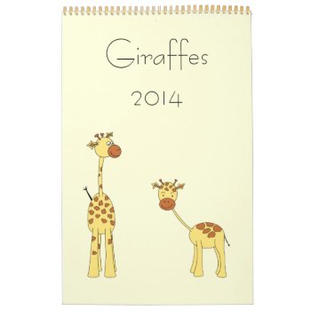 Giraffes 2014. Cute Cartoons. Calendar by Animal_Art_By_Ali at Zazzle