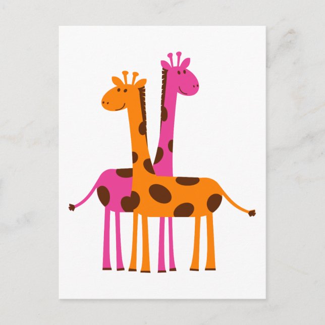 giraffes-297326  giraffes orange pink cartoon safa postcard (Front)