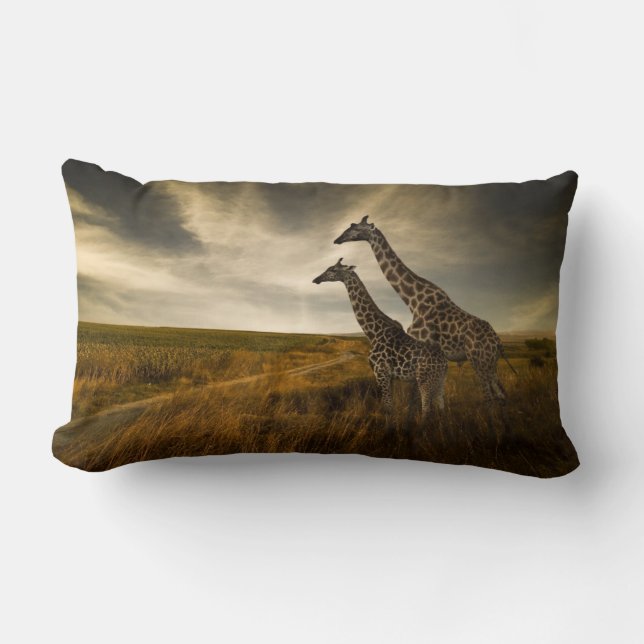 Giraffes and The Landscape Lumbar Pillow (Front)