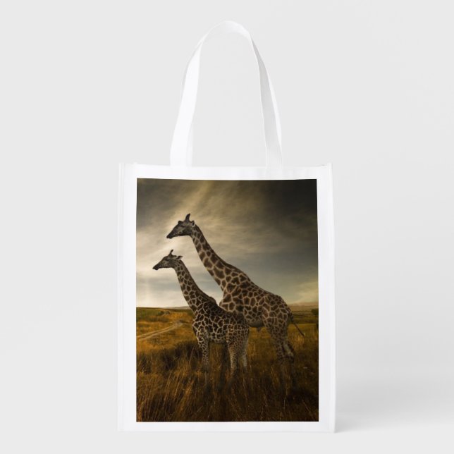 Giraffes and The Landscape Reusable Grocery Bag (Front)