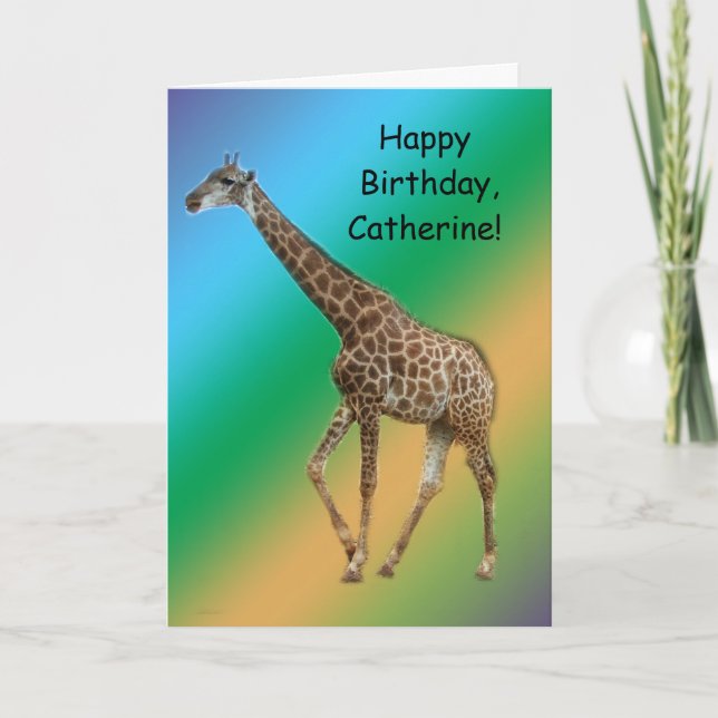 Giraffes and trees,长颈鹿. Wild animal zoo photograph Card (Front)