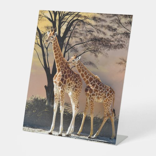 Giraffes and trees Mug Pedestal Sign