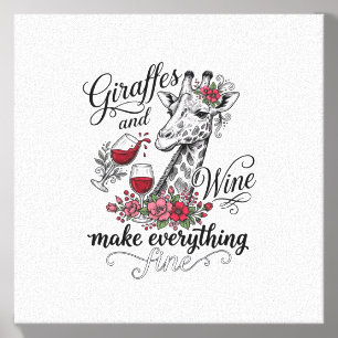 Giraffes And Wine Vintage Engraving Shirt Design_1 Canvas Photo Tile