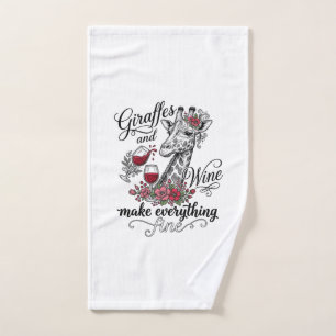 Giraffes And Wine Vintage Engraving Shirt Design_1 Hand Towel