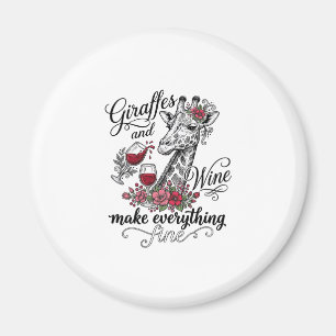 Giraffes And Wine Vintage Engraving Shirt Design_1 Magnet