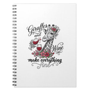 Giraffes And Wine Vintage Engraving Shirt Design_1 Notebook