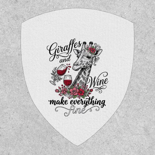 Giraffes And Wine Vintage Engraving Shirt Design_1 Patch