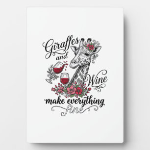 Giraffes And Wine Vintage Engraving Shirt Design_1 Plaque