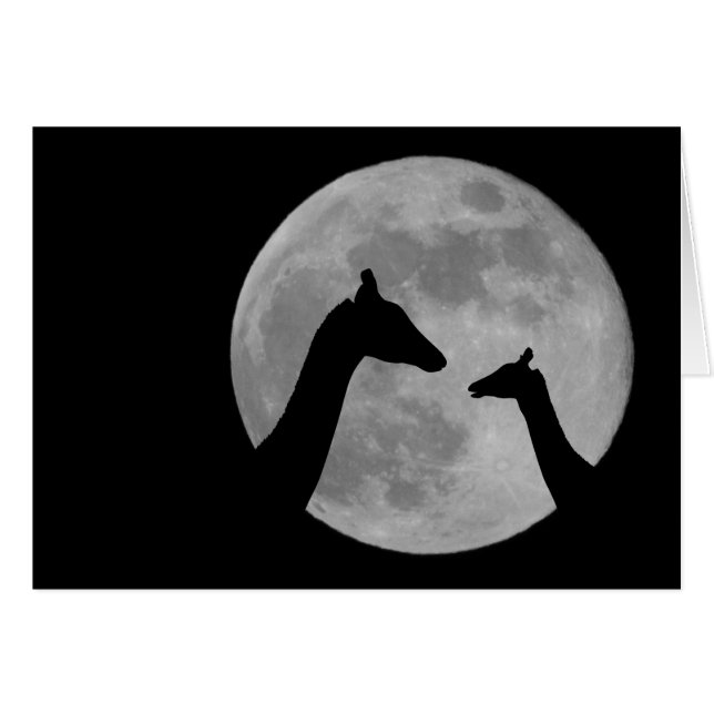 Giraffes At Fullmoon Night Cards (Front Horizontal)