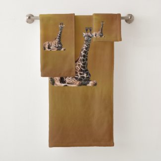 Giraffes at sunset brown