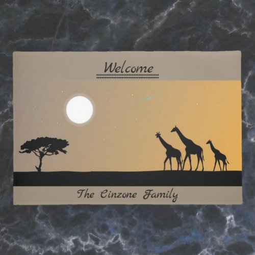Giraffes At Sunset Serengeti Doormat