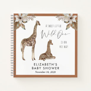 Giraffes Boho Watercolor Baby Shower Guest Book