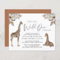 Giraffes Boho Watercolor Baby Shower Invitation