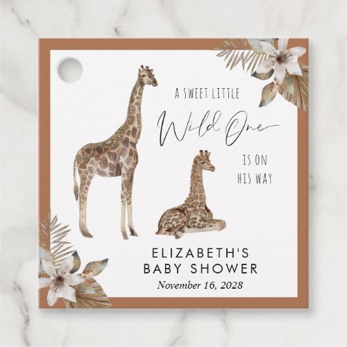 Giraffes Boho Watercolor Baby Shower Thank You Favor Tags