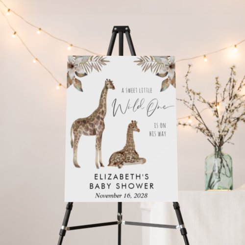 Giraffes Boho Watercolor Baby Shower Welcome Sign
