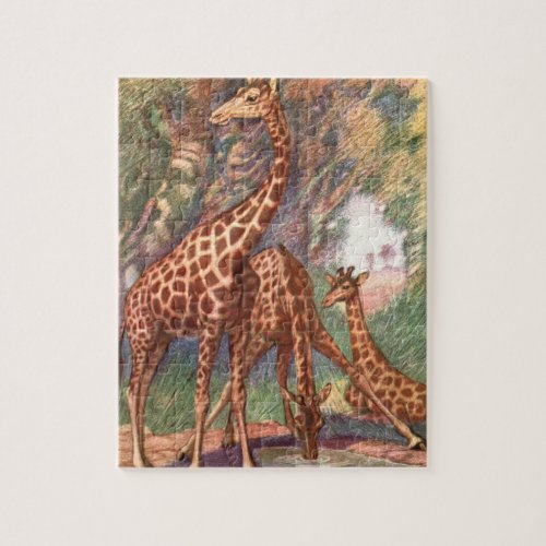 Giraffes by Louis Sargent Vintage African Animals Jigsaw Puzzle