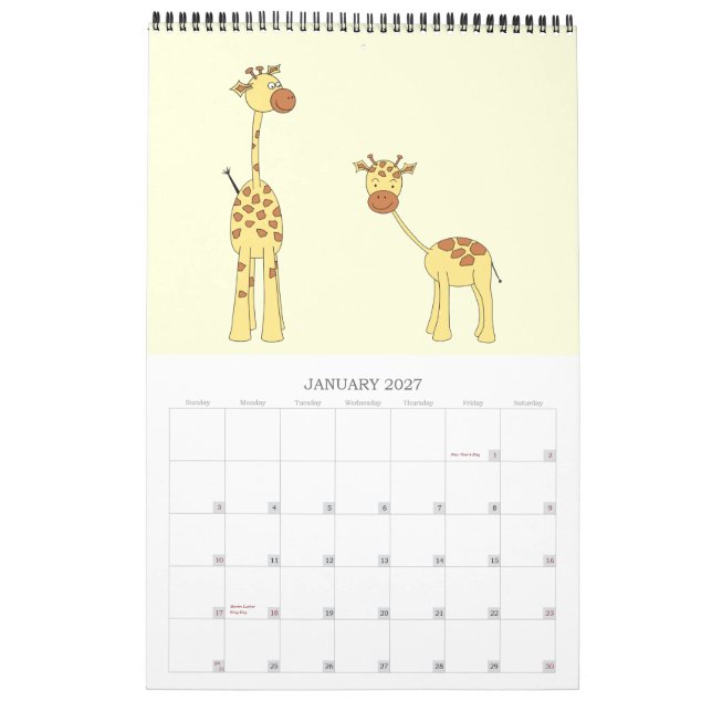 Giraffes Calendar 2013. Cute Cartoons. (Jan 2027)
