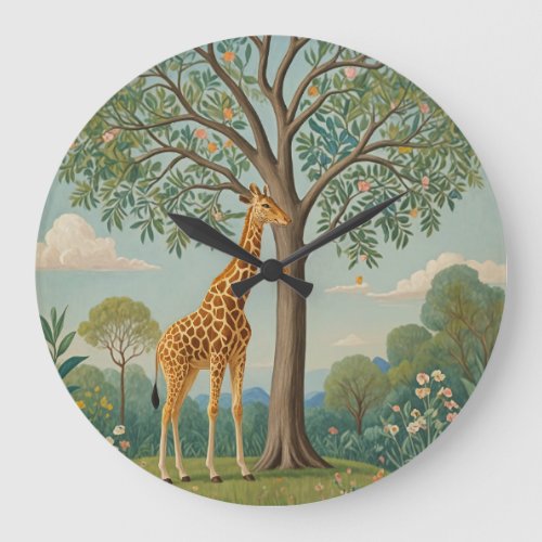 Giraffes Canopy Large Clock