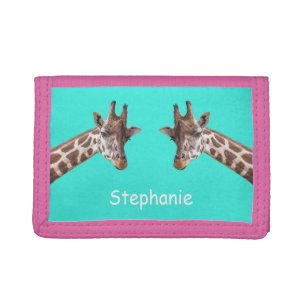 Giraffes Cute Safari Animals Girl Name  Trifold Wallet