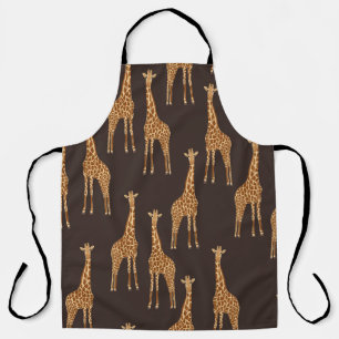 Giraffes Dark: Abstract Vintage Seamless. Apron
