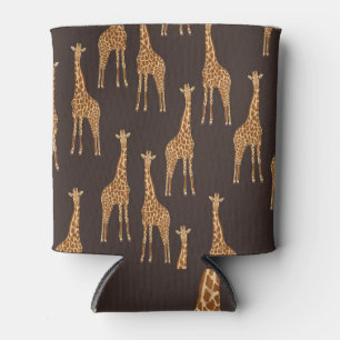 Giraffes Dark: Abstract Vintage Seamless. Can Cooler