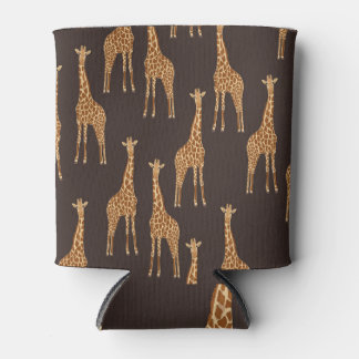 Giraffes Dark: Abstract Vintage Seamless. Can Cooler