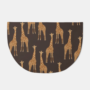 Giraffes Dark: Abstract Vintage Seamless. Doormat