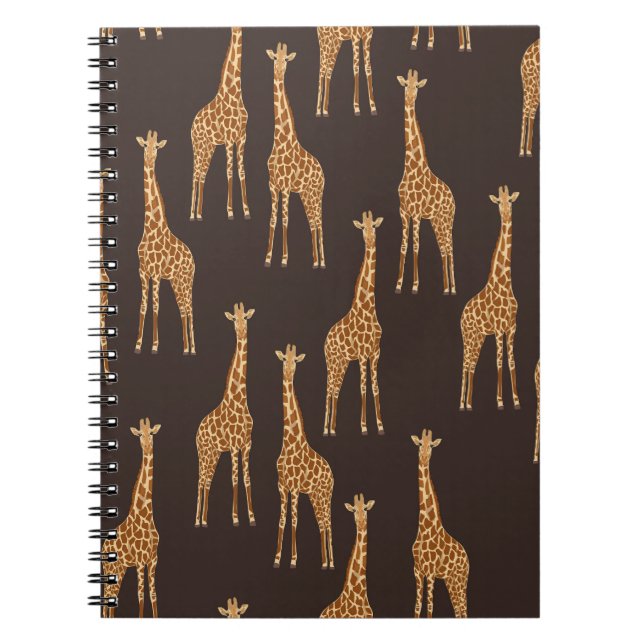 Giraffes Dark: Abstract Vintage Seamless. Notebook (Front)