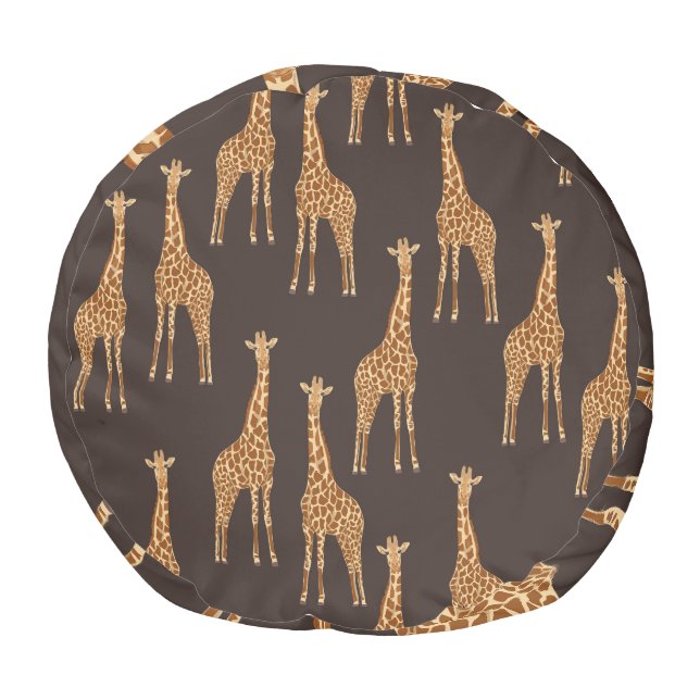 Giraffes Dark: Abstract Vintage Seamless. Pouf (Bottom)