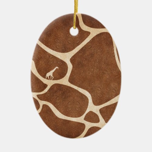 Giraffes exotic animal print design ceramic ornament